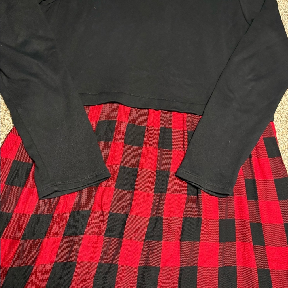 J. Jill Women’s Medium Black with Red plaid Dress - Picture 8 of 12